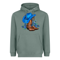 Sage valentines day blue boots cowgirl hat and roses Heavyweight Hoodie - AdoDesignShop