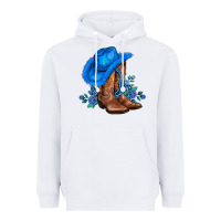 White valentines day blue boots cowgirl hat and roses Heavyweight Hoodie - AdoDesignShop