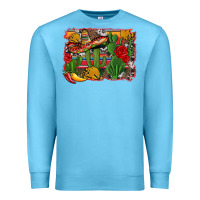 Ocean Blue mexican cacti background Premium Sweatshirt - Artiststas