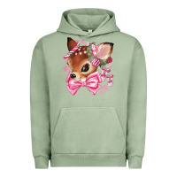 Pigment Oil Green reindeer head christmas Urban Hoodie - MaliasSmallBusiness