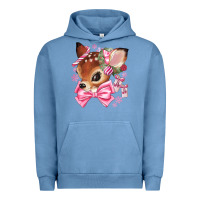 Pigment Pebble Blue reindeer head christmas Urban Hoodie - MaliasSmallBusiness
