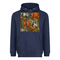 Navy squirrel pumpkin seamless Heavyweight Hoodie - BundleAndBundleShop