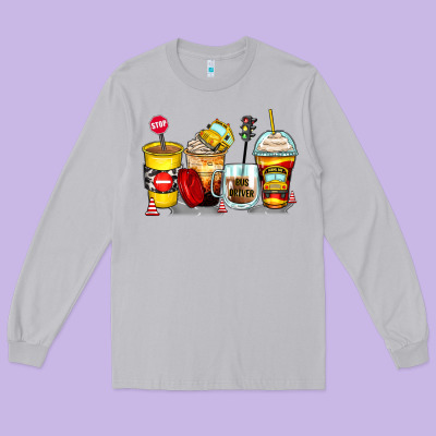 Bus Driver Coffee Cups Long Sleeve Tee Designed By Zillion Design Studio