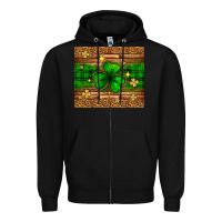 Black St. Patrick's Day shamrock leopard Zipper Hoodie - Neo Western