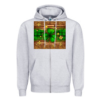 Heather Grey St. Patrick's Day shamrock leopard Zipper Hoodie - Neo Western