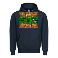 Navy St. Patrick's Day shamrock leopard Zipper Hoodie - Neo Western