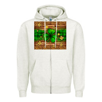 Oatmeal Heather St. Patrick's Day shamrock leopard Zipper Hoodie - Neo Western