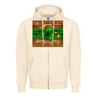 Sandshell St. Patrick's Day shamrock leopard Zipper Hoodie - Neo Western