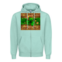 Seafoam St. Patrick's Day shamrock leopard Zipper Hoodie - Neo Western
