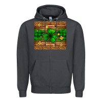 Smoke St. Patrick's Day shamrock leopard Zipper Hoodie - Neo Western