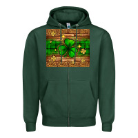 Sports Green St. Patrick's Day shamrock leopard Zipper Hoodie - Neo Western