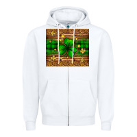 White St. Patrick's Day shamrock leopard Zipper Hoodie - Neo Western