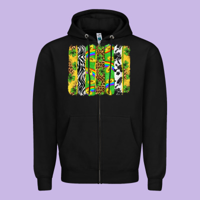 St. Patrick's Day Brushstrokes Zipper Hoodie Designed By Neo Western