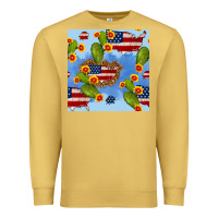 Antique Gold usa map cactus and sunflower seamless pattern Premium Sweatshirt - BundleAndBundleShop