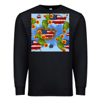 Black usa map cactus and sunflower seamless pattern Premium Sweatshirt - BundleAndBundleShop