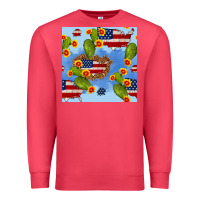 Cardinal usa map cactus and sunflower seamless pattern Premium Sweatshirt - BundleAndBundleShop