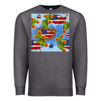 Charcoal Heather usa map cactus and sunflower seamless pattern Premium Sweatshirt - BundleAndBundleShop