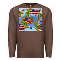 Chestnut usa map cactus and sunflower seamless pattern Premium Sweatshirt - BundleAndBundleShop