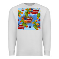 Dove Grey usa map cactus and sunflower seamless pattern Premium Sweatshirt - BundleAndBundleShop