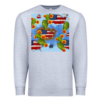 Heather Grey usa map cactus and sunflower seamless pattern Premium Sweatshirt - BundleAndBundleShop