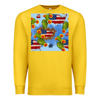 Lemon usa map cactus and sunflower seamless pattern Premium Sweatshirt - BundleAndBundleShop