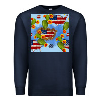 Usa Map Cactus And Sunflower Seamless Pattern Premium Sweatshirt | Teevron