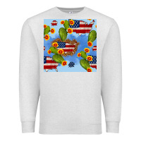 Oatmeal Heather usa map cactus and sunflower seamless pattern Premium Sweatshirt - BundleAndBundleShop