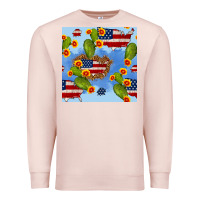Pale Pink usa map cactus and sunflower seamless pattern Premium Sweatshirt - BundleAndBundleShop