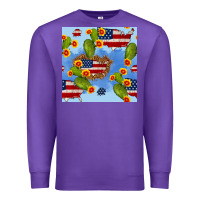 Purple usa map cactus and sunflower seamless pattern Premium Sweatshirt - BundleAndBundleShop