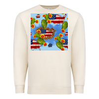 Sandshell usa map cactus and sunflower seamless pattern Premium Sweatshirt - BundleAndBundleShop