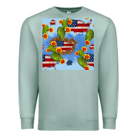Seafoam usa map cactus and sunflower seamless pattern Premium Sweatshirt - BundleAndBundleShop