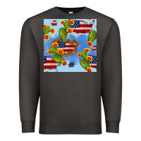 Smoke usa map cactus and sunflower seamless pattern Premium Sweatshirt - BundleAndBundleShop