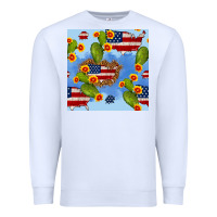 White usa map cactus and sunflower seamless pattern Premium Sweatshirt - BundleAndBundleShop