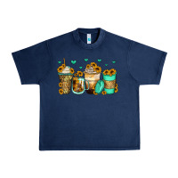 Navy sunflowers coffee cups Urban Heavy Tee - Zillion Design Studio