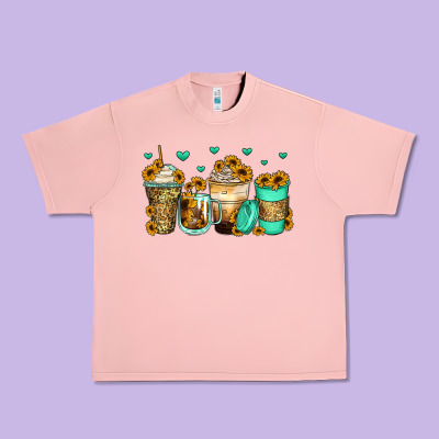 Sunflowers Coffee Cups Urban Heavy Tee Designed By Zillion Design Studio