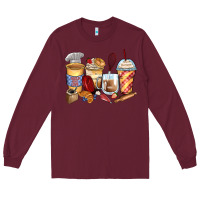 Burgundy bakery coffee cups Long Sleeve Tee - Zillion Design Studio