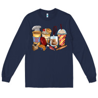 Navy bakery coffee cups Long Sleeve Tee - Zillion Design Studio