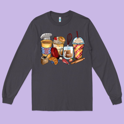 Bakery Coffee Cups Long Sleeve Tee Designed By Zillion Design Studio