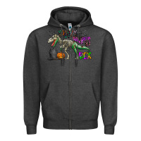Charcoal Heather spooky saurus rex Zipper Hoodie - CowhideDigitalArt