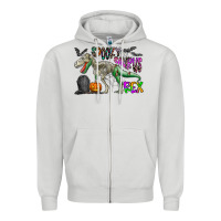 Dove Grey spooky saurus rex Zipper Hoodie - CowhideDigitalArt