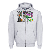 Heather Grey spooky saurus rex Zipper Hoodie - CowhideDigitalArt