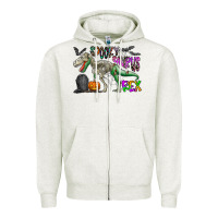 Oatmeal Heather spooky saurus rex Zipper Hoodie - CowhideDigitalArt