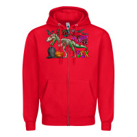Red spooky saurus rex Zipper Hoodie - CowhideDigitalArt