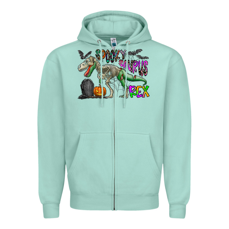 Spooky Saurus Rex Zipper Hoodie by CowhideDigitalArt | Teevron