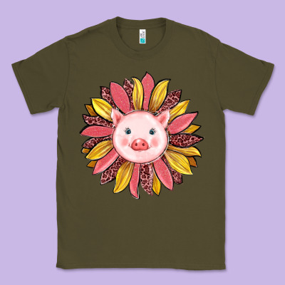Pig Sunflower Classic Tee Designed By Ranaportraitstore