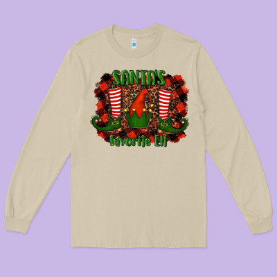 Santa's Favorite Elf Long Sleeve Tee Designed By Ranaportraitstore