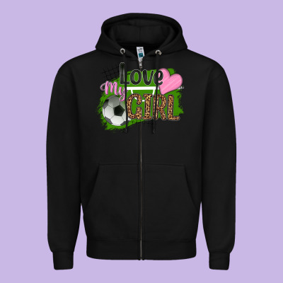 Love My Girl Soccer Zipper Hoodie Designed By Hra Design Shop