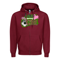 Burgundy love my girl soccer Zipper Hoodie - HRA Design Shop