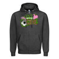 Charcoal Heather love my girl soccer Zipper Hoodie - HRA Design Shop