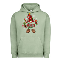 Pigment Oil Green the nurse gnome christmas Urban Hoodie - MaliasSmallBusiness